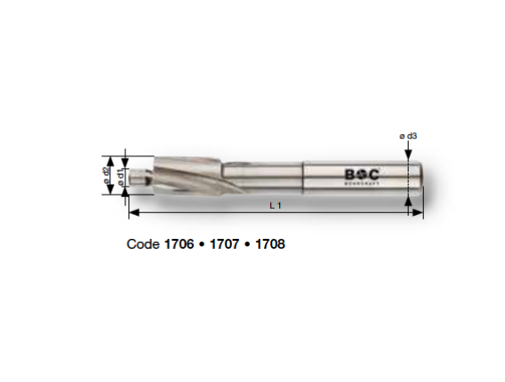 Цековки Ø 6 - 20 мм  180° HSS серий 1706-1708 и 1716-1718 Bohrcraft