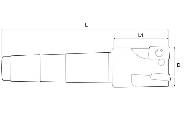 Фрезы концевые корпусные 90° с коническим хвостовиком со сменными пластинами