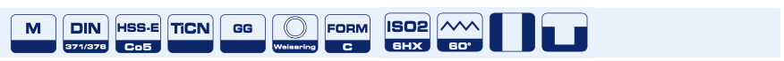 Метчики М3-М24 HSSE TiCN (белое кольцо) серые чугуны 4193 Bohrcraft