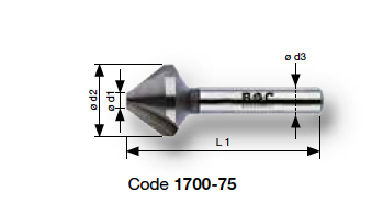 Зенковки Ø 6,3 -25 мм 75° HSS 1700-75 Bohrcraft